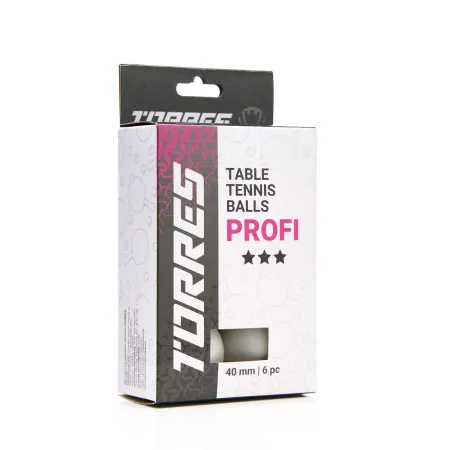 Мяч для наст. тенниса TORRES Profi 3*, TT23012, диам. 40+мм, упак. 6 шт, белый за 338.30 ₽ купить в Кургане