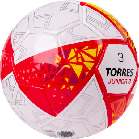 Мяч футб. TORRES Junior-3, F323803, р.3,глянц.ПУ, 4 сл, 32 п,руч.сш,бел-крас-жел за 2&nbsp;070.60 ₽ купить в Кургане