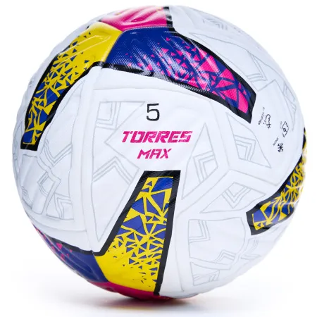 Мяч футб. TORRES MAX, F323425, р.5, ПУ, 4 сл, 12 п, термосшивка, белый-мультиколор за 2&nbsp;832.20 ₽ купить в Кургане