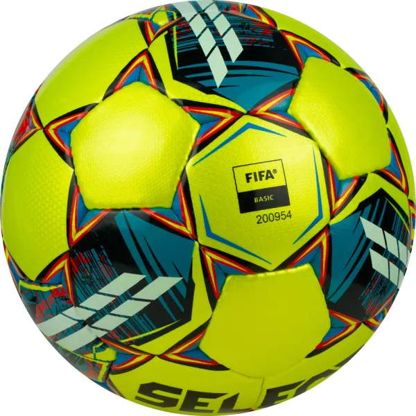 Мяч футзал. SELECT Futsal Mimas, 1053460550, р.4,FIFA Basic, 32 пан, гл.ПУ, руч.сш, жел-сине-красный за 6&nbsp;303.60 ₽ в Кургане