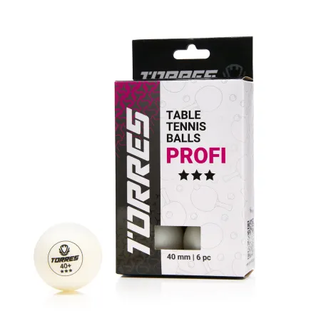 Мяч для наст. тенниса TORRES Profi 3*, TT23012, диам. 40+мм, упак. 6 шт, белый за 338.30 ₽ купить в Кургане