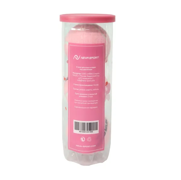 Мяч для падела NS Sakura, UAA2, уп.3 шт, сукно, нат.резина, розовый за 824.50 ₽ в Кургане
