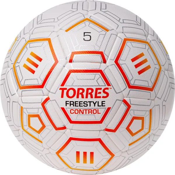 Мяч футб. TORRES Freestyle Control, F3231765, р.5, 32 п.,PU-Microfi, термосшив., бело-оран-сереб за 3&nbsp;464.60 ₽ в Кургане