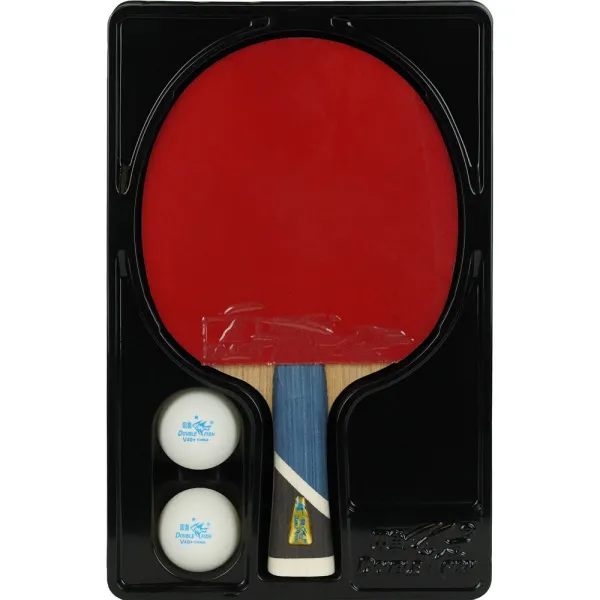 Ракетка для н/т DOUBLE FISH 5A+C, для продвин, ITTF Appr, накл. 2,1 мм, конич. ручка+ 2 мяча V40+мм за 2&nbsp;779.50 ₽ в Кургане